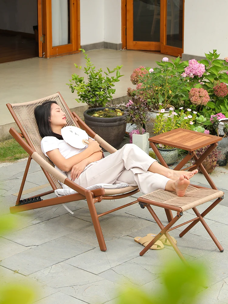 

Folding recliner balcony leisure lazy sofa chair lunch break rattan chair