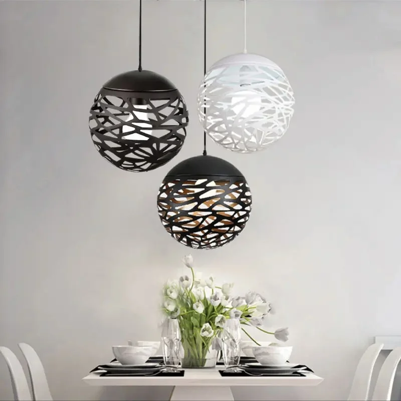 

Modern Simple Hollow Out Ball Iron Chandelier For Restaurant Living Room Bar Corridor Lamps Villa Project Ceiling Lamp Luster