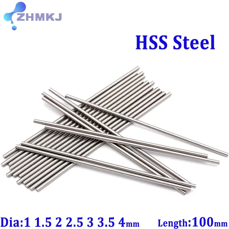 

High Speed Steel Round Rod Bar Shaft Milling Metalworking 100mm Long For Carving Cutter Woodworking Seal Dia 1 1.5 2 2.5 3.5 4mm