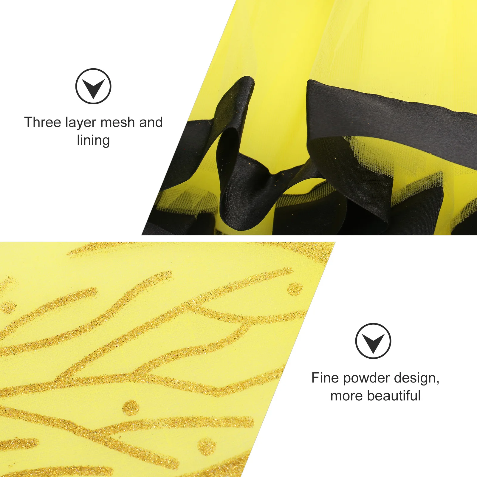 1Set Festival Bee Wing-kostuum Kinderen Mesh Rok Party Cosplay Decor Geel Modieus Kleuraanpassing Eenvoudig comfortabel dragen