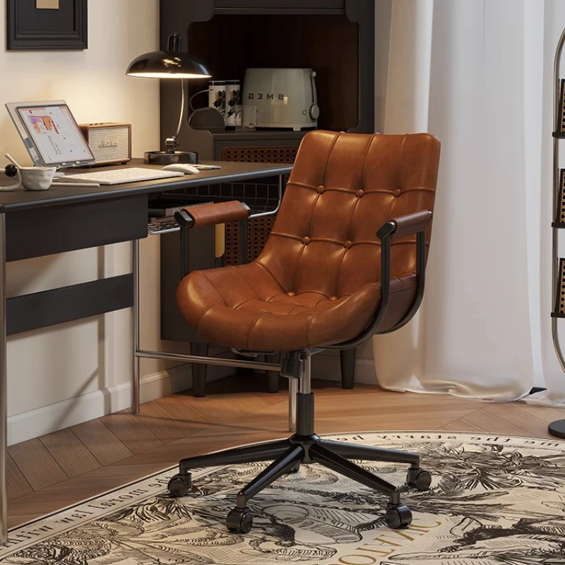 

Mid-Century Home Office Chairs Adjustable Swivel Desk Chair with Armrest Bedroom Study Chair Ergonomic Computer Task Stool