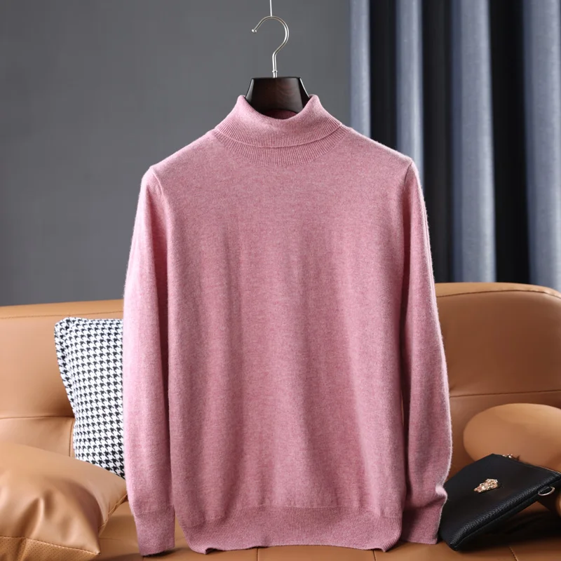 

Men Sweater 100% Australian Wool Knitted Turtleneck Jumpers Winter Autumn Warm Soft Pullover Long Sleeve Male Knitwears