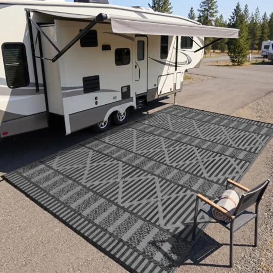 

Outdoor patio rug for backyard, deck, porch, camping, picnic, beach; PP woven, 320GSM, double-sided same pattern, waterproof; b
