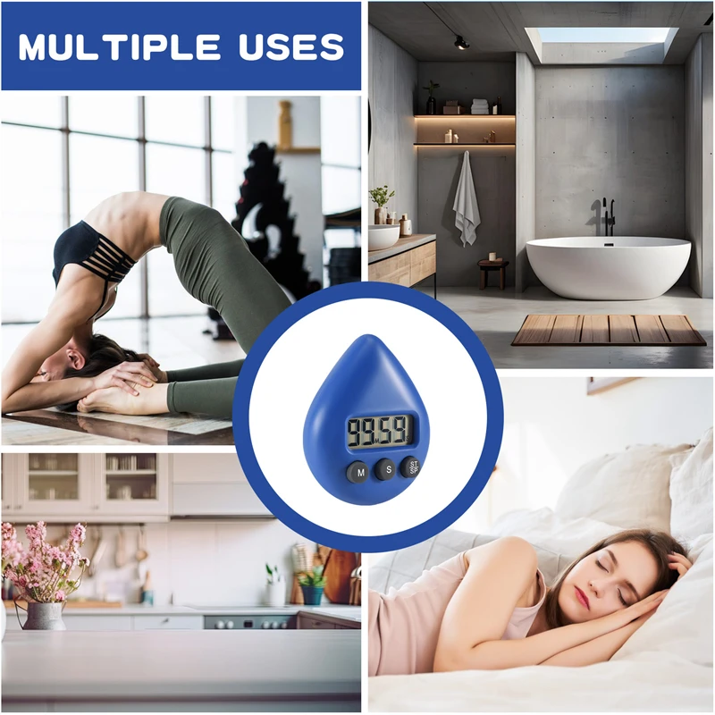 Digital Bathroom Clock Waterproof Shower Clock Timer Temperature Humidity Visual Countdown Timer Wall Clock