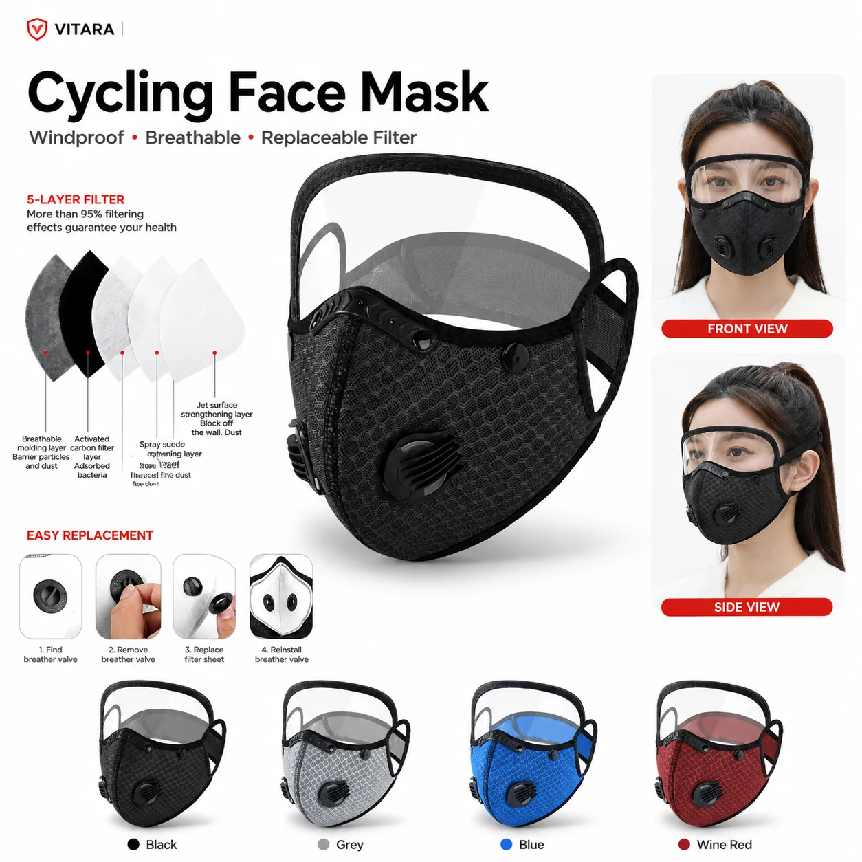 PINMOAP 1PC Bike Riding Face Cover Lightweight Breathable Cycling Mask Sun Shield For MTB Road Motorcycle Hiking Fishing Outdoor