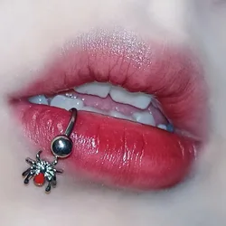 1PC Steel Titanium Lip Ring Silver Color Spider Labret Rings Piercing Punk Black Nose Tongue Piercing Jewelry