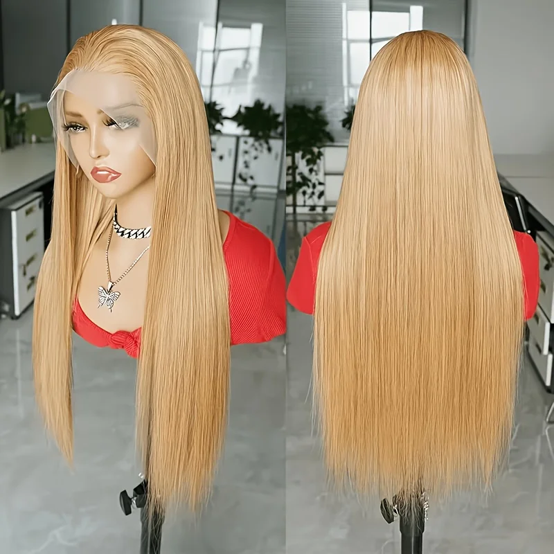 Honey Blonde Straight Wig Human Hair Glueless Wigs Human Hair Pre Plucked with Baby Hair 13X4 HD Lace Front Wigs for Women 200% Density Straight Lace Frontal Wig Daily Wigs Natural Looking