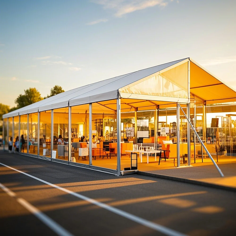 Custom Large Clear Span Marquee Tent Luxury Aluminum Frame Waterproof Outdoor Wedding Event Exhibition Party Tent Design