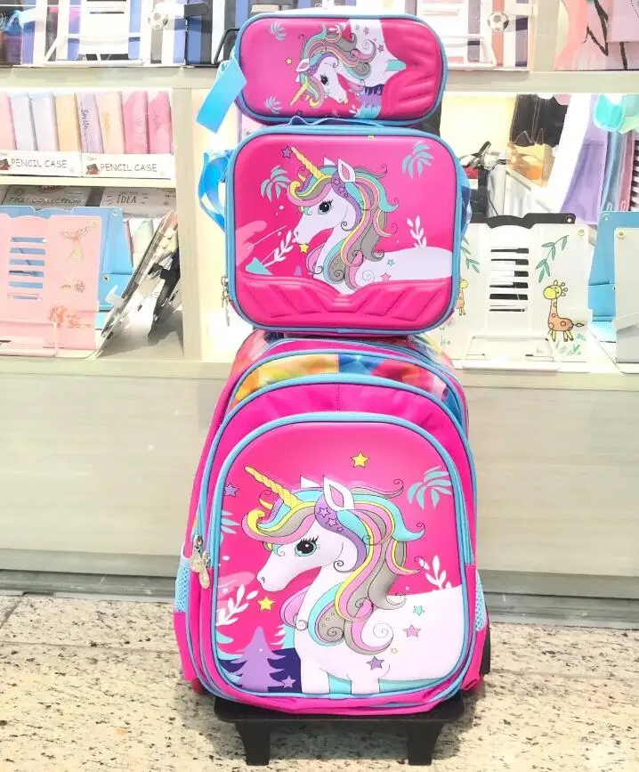 Children School Rolling backpack Bags School wheeled backpack for girls kids School trolley bag sets Girls for school bag wheels