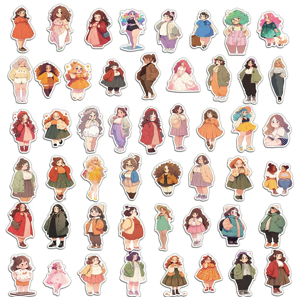 50PCS Creative Fat Stickers Cartoon Cute Handbooks Laptop Cases Computer Tablets Waterproof Stickers