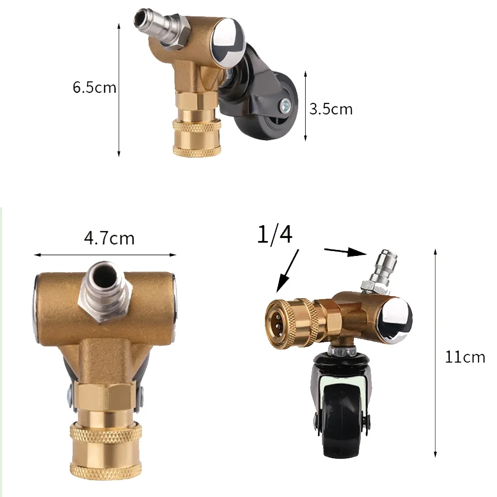

Поворотное колесо для очистки шасси, водяная метла, 1/4 дюйма, пистолет для быстрой мойки высокого давления, адаптер для очистки пены, наконечник