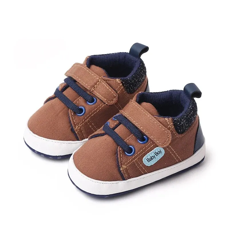 Baby Boy Shoes Canvas High Top Casual Soft Sole Newborn Sport Walking 0-18 Months