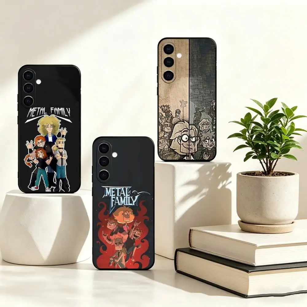C-Cartoon M-Metal Family Phone Case For Samsung Galaxy A73,A72,A71,A70,A53,A52,A51,Others Soft Black Cover