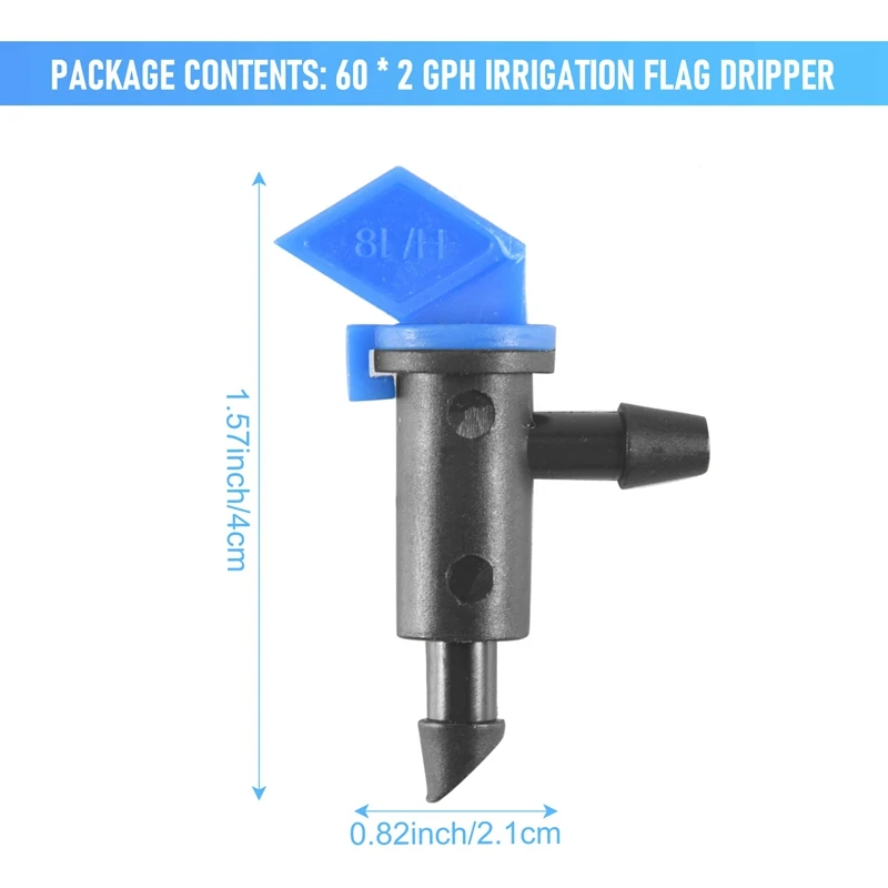60 sztuk emiter/linia kroplujaca do nawadniania flaga do ogrodu kroplownik nawadniający, drzew i krzewów (niebieska czerń, 2GPH)