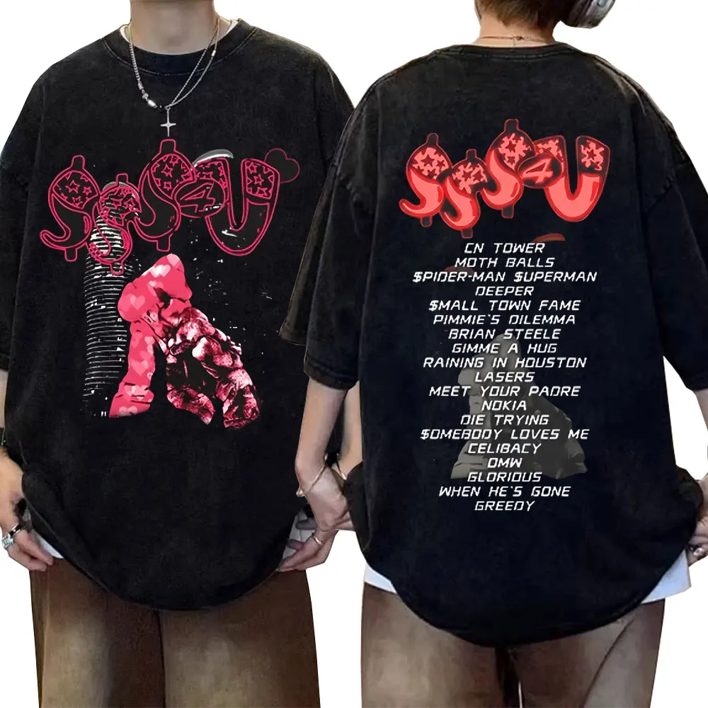 

Rapper Partynextdoor & Drake 2025 Washed Vintage T-shirt SSS4U Some Sexy Songs 4 U T-shirts Men Women Hip Hop Oversized T Shirts