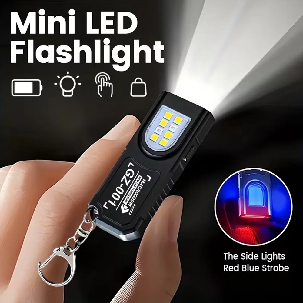 Mini COB LED Keychain Flashlight USB Rechargeable Torch with Magnetic Portable Powerful Working Light Outdoor Emergency Light