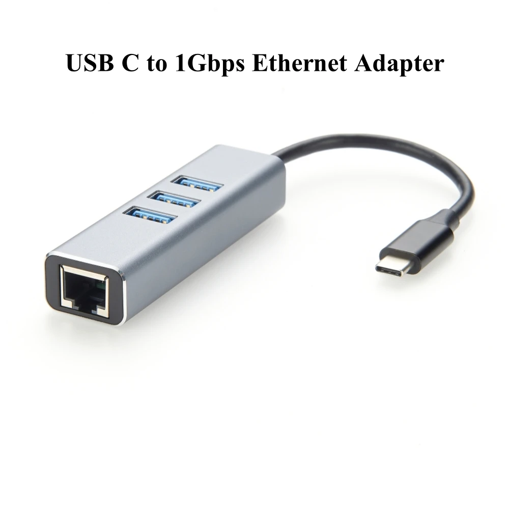 USB C to RJ45 Ethernet Adapter Plugable Type C to RJ45 Gigabit LAN Network Converter Multiport Hub Dongle for Laptop Mac Windows