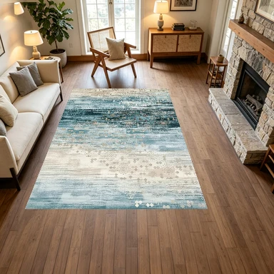Vintage Distressed Bohemian Carpet Flooring Art Large Area Rug for Living Room Apartment Indoor Home Decoration