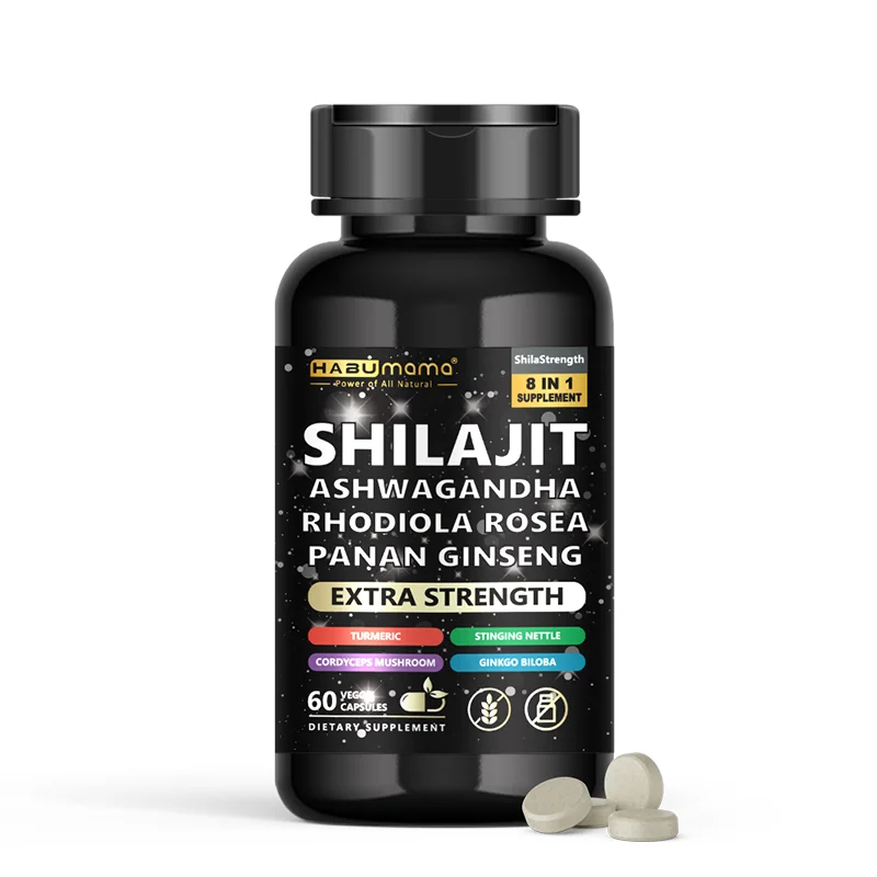 

Natural Pure Ingredient 8 in 1 Shilajit, Ashwagandha, Panax Ginseng, Turmeric Capsules Supplement