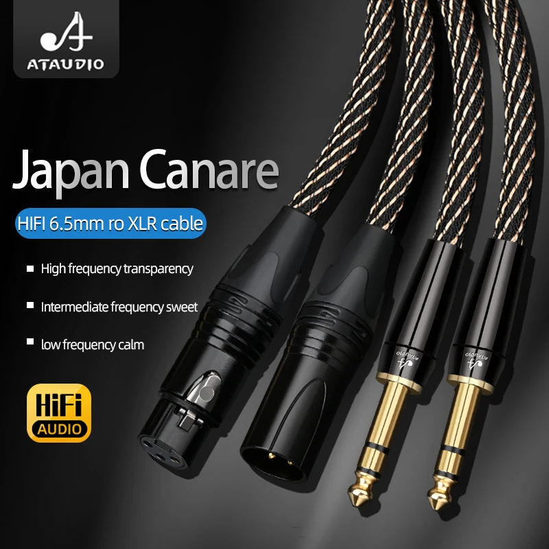 Hifi 6.5mm to Xlr Audio Cable High Quality 4N OFC Canare Dual 6.35mm TRS to Dual XLR 3Pin for Amplifier Mixer Speaker