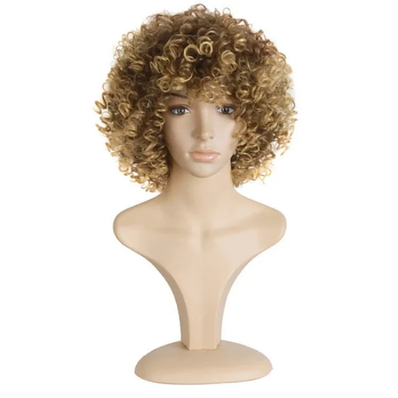 

Women Spiral Curls Fluffy Half Full Light Golden Natural Hair Wig