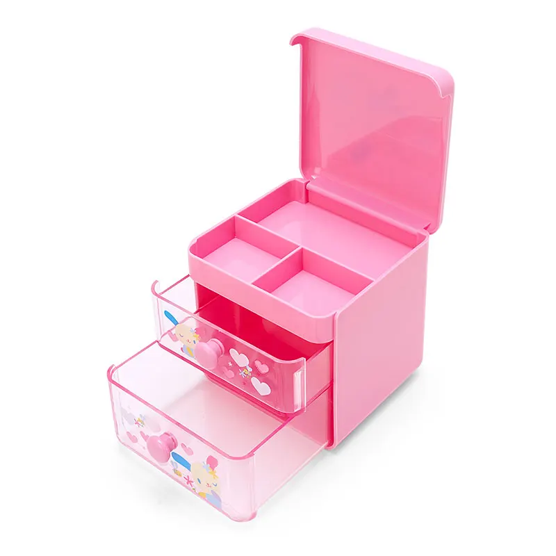 Usahana Desktop Organizer Box Anime Cute Kawaii Transparent Makeup Box Ornaments Hair Accessories PVC Drawer Storage Box