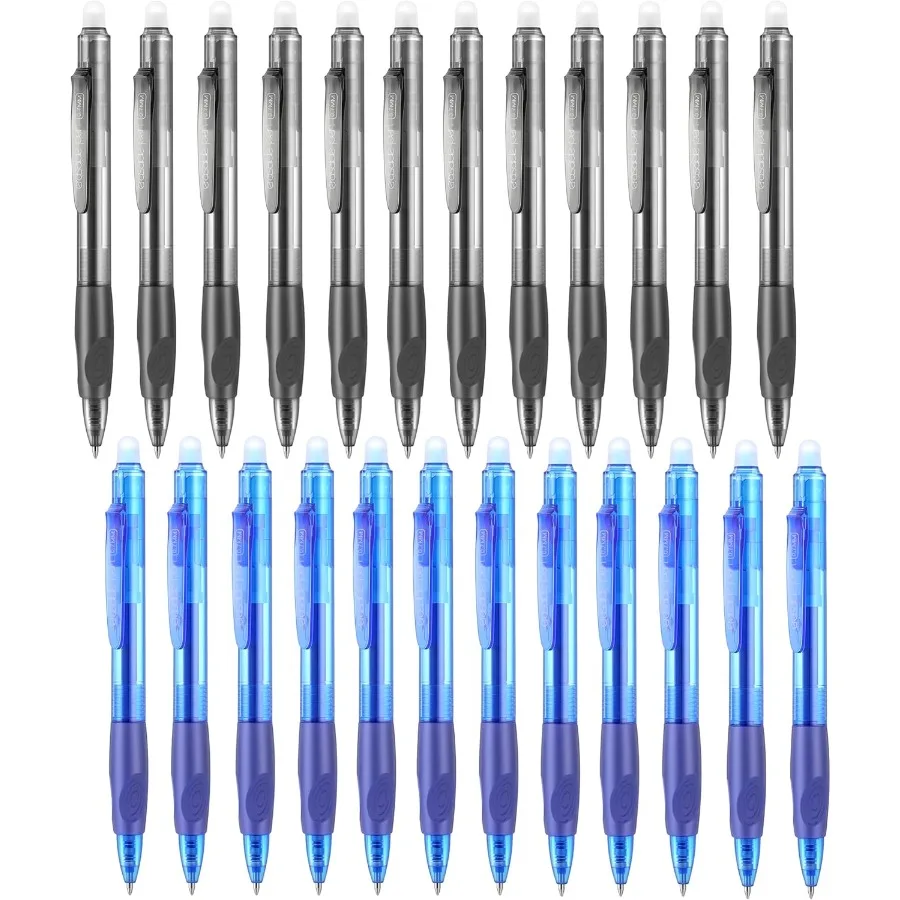 

Стираемые ручки, 24 упаковки, выдвижные стираемые гелевые ручки Click Fine Point 0,7 мм для заполнения судоку и кроссвордов, черные и B