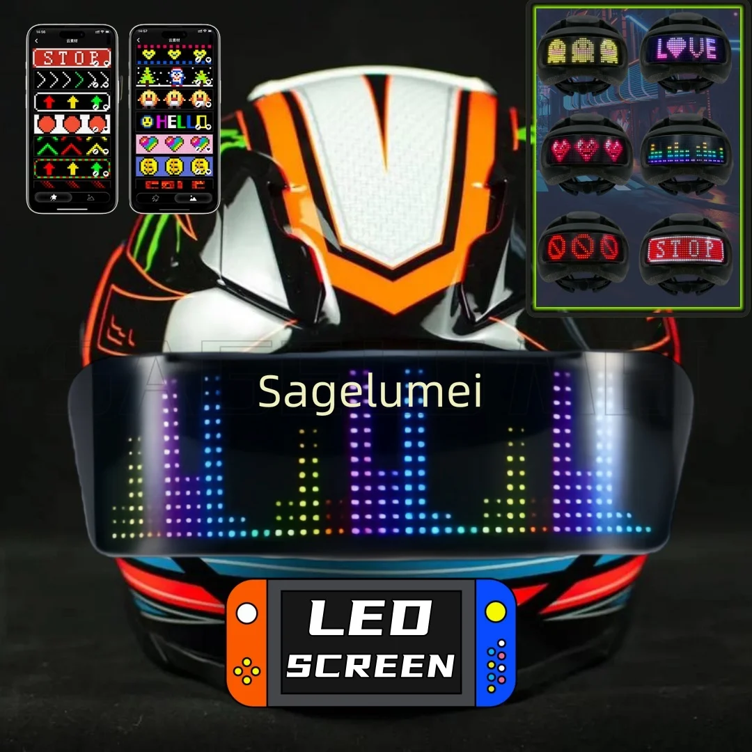 COOL Led Helmet Display Motorcycle Helmet Warning Light Night Riding DIY  RGB Bike Helmet Taillight APP Programmable LED Screen - AliExpress