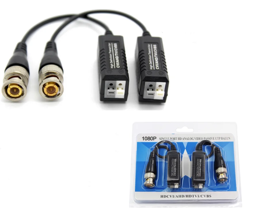 10 pairs--HD-CVI/TVI/AHD PassIve video balun 1080P 2MP HD CCTV camera video transmitter