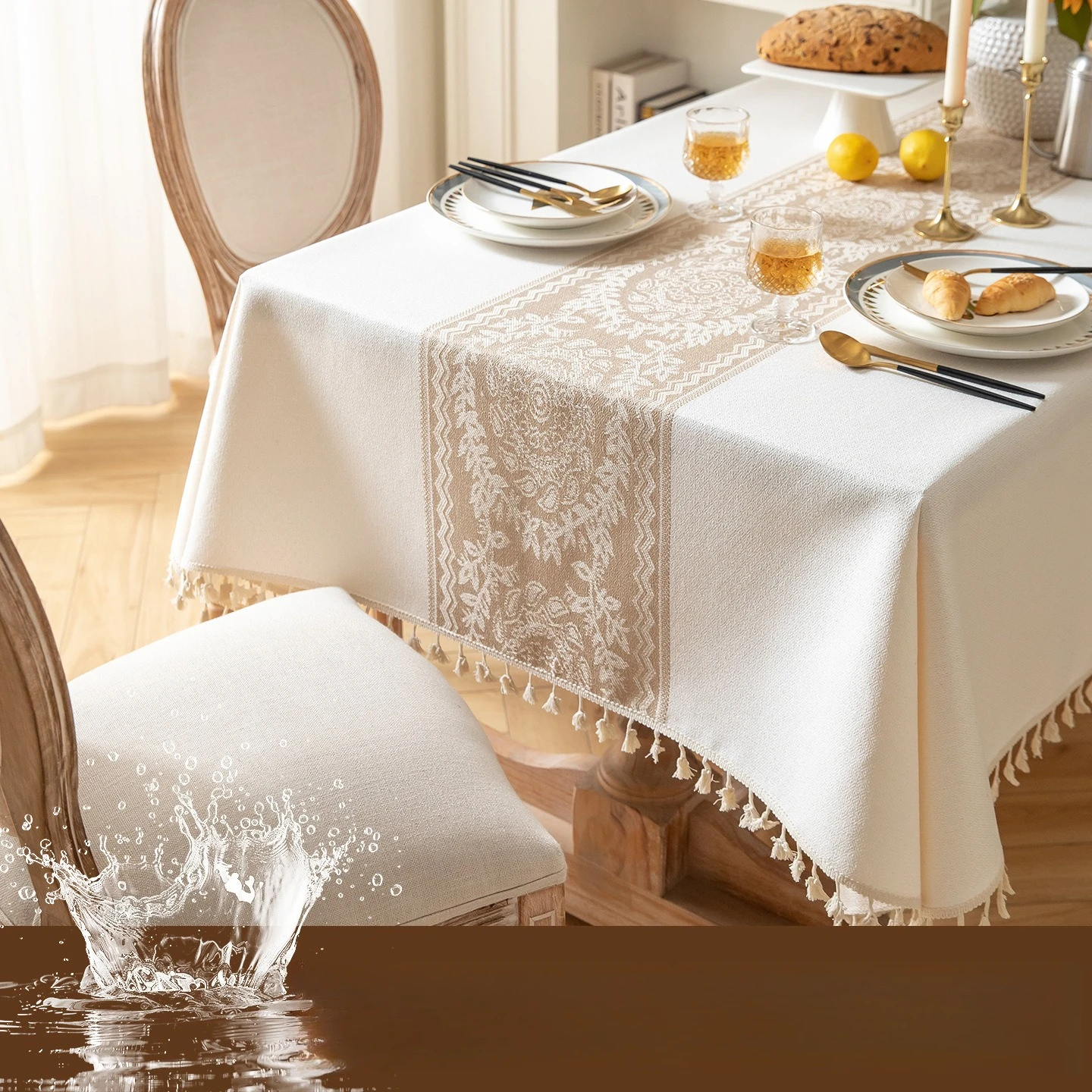 Tablecloth Cotton and Linen Fabric Tablecloth Waterproof and Oil-proof Tablecloth Light Luxury High-end Coffee Table Cover