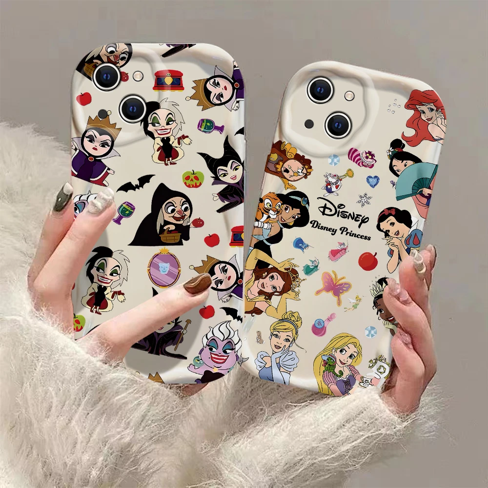 Cartoon Princess Queen 3D Wave Case For iPhone 16 15 14 13 12 11 Pro Max Mini X XR XSMAX 8 7 6S Plus Soft Silicone Cover