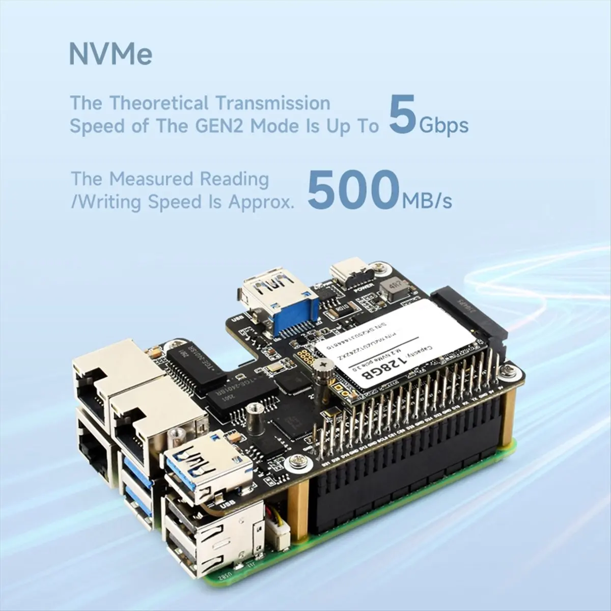 Qualified- PCIe to USB 3.2 Gen1 / 2.5G ETH / M.2 NVMe Adapter for Raspberry Pi 5 Supports NVMe Protocol M.2 Solid State Drive