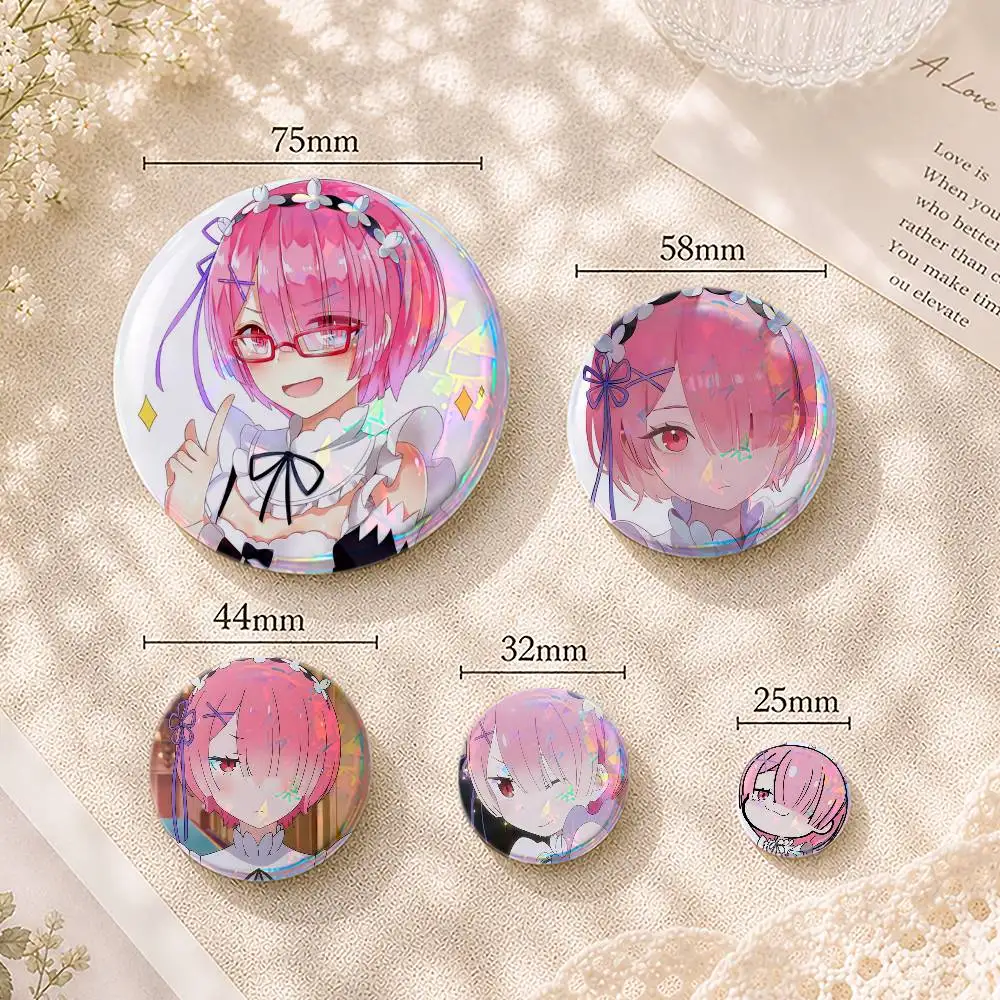 

C-Cute Re-Zero R-Ram Custom Printed Tinplate Pins Personalized Lapel Badge Gifts