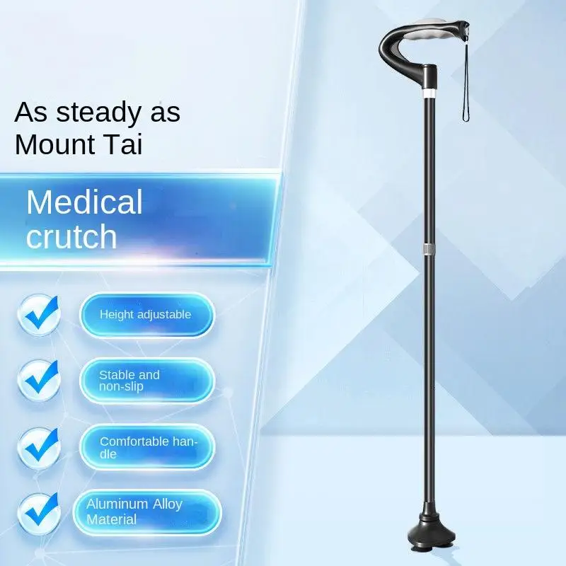 1Pc Elderly Safety Slip Resistant Stable Walking Stick Lightweight Folding Telescopic Walking Aid Fall Prevention Cane