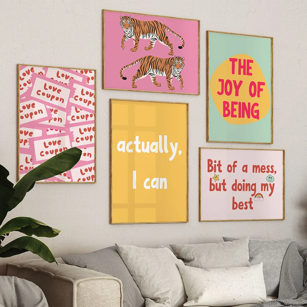 Funny Colorful Retro Vibrant Colors Prins Eclectic Wall Art Girls Trendy Posters College Self Love Club Dorm Room Decor Murals