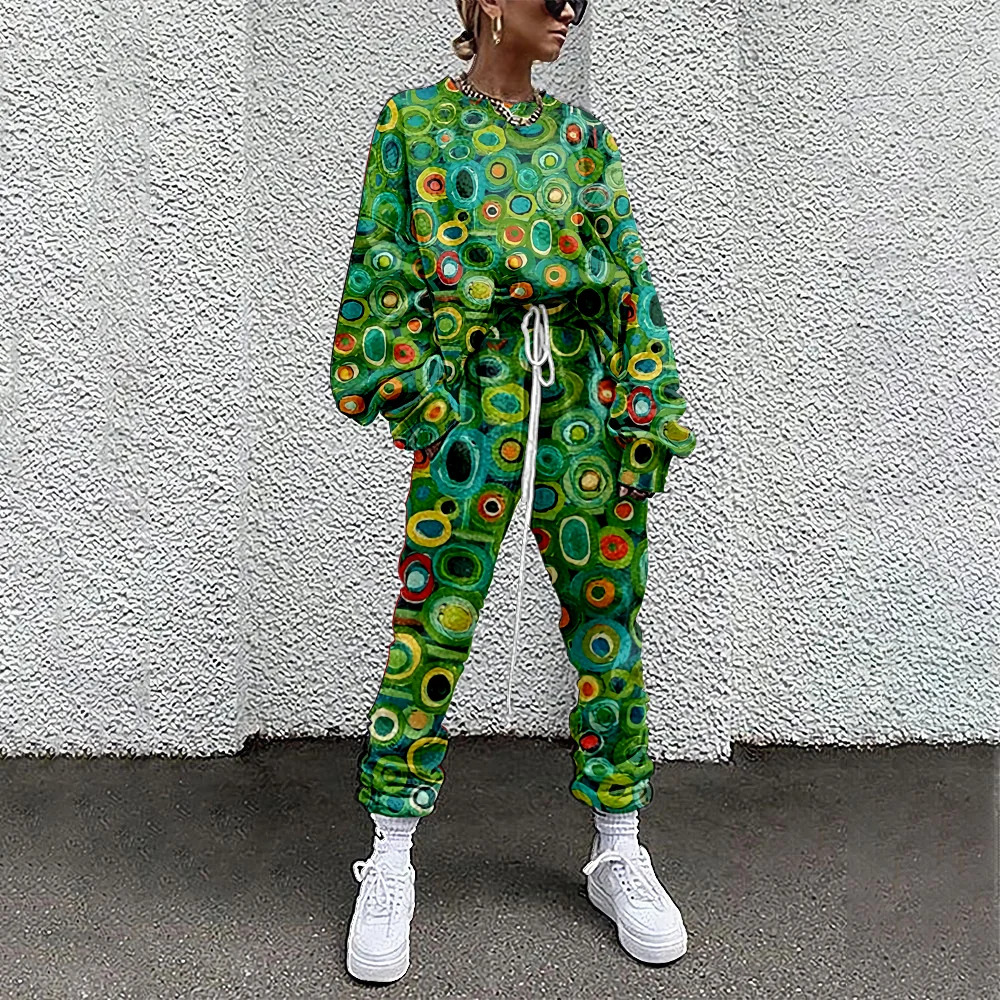 SOJINM Women 2 Piece Set Suit Outfits Print Casual Sport Suit Streetwear Set Women Tracksuit sweatpants sudaderas Clothing 5XL