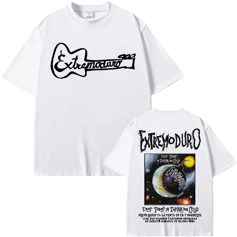 เสื้อยืดวงร็อค EXTREMODURO ทัวร์ทั่วโลก ลายเมอร์คาห์ สำหรับผู้ชายและผู้หญิง สไตล์ฮาราจูกุ สตรีทแวร์ ฮิปฮอป ทรงหลวม สบายๆ ผ้าฝ้าย โอเวอร์ไซส์