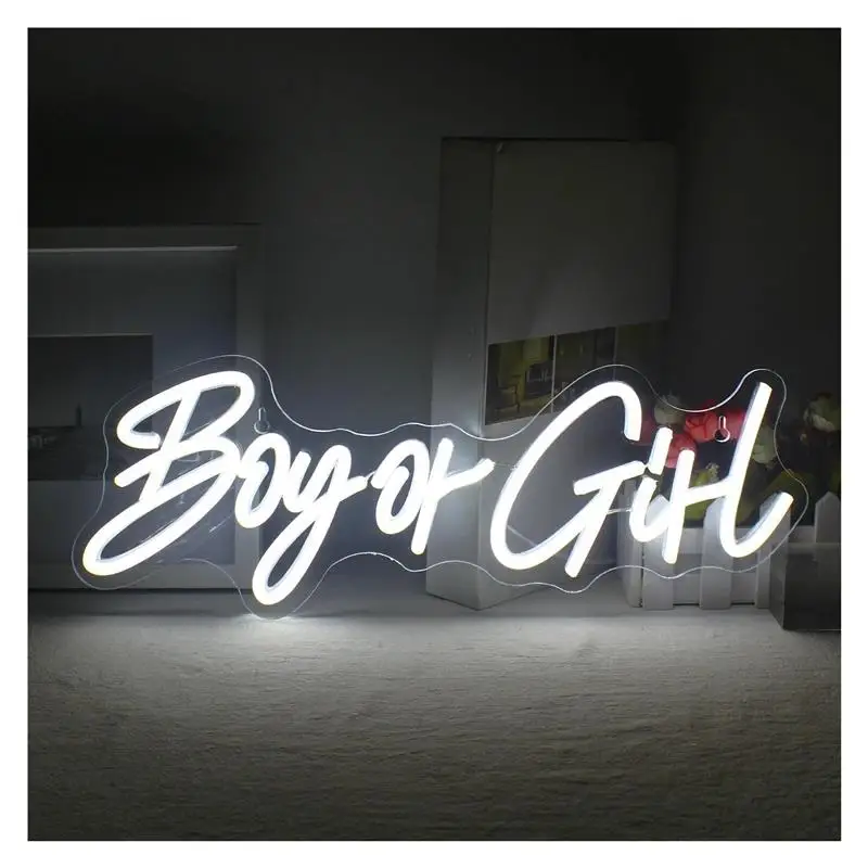 Boy Or Girl Neon Sign Light USB Powered For Bedroom Home Party Room Bar Wedding Kids Club Wall Decor Art Lamp 42cm×15cm
