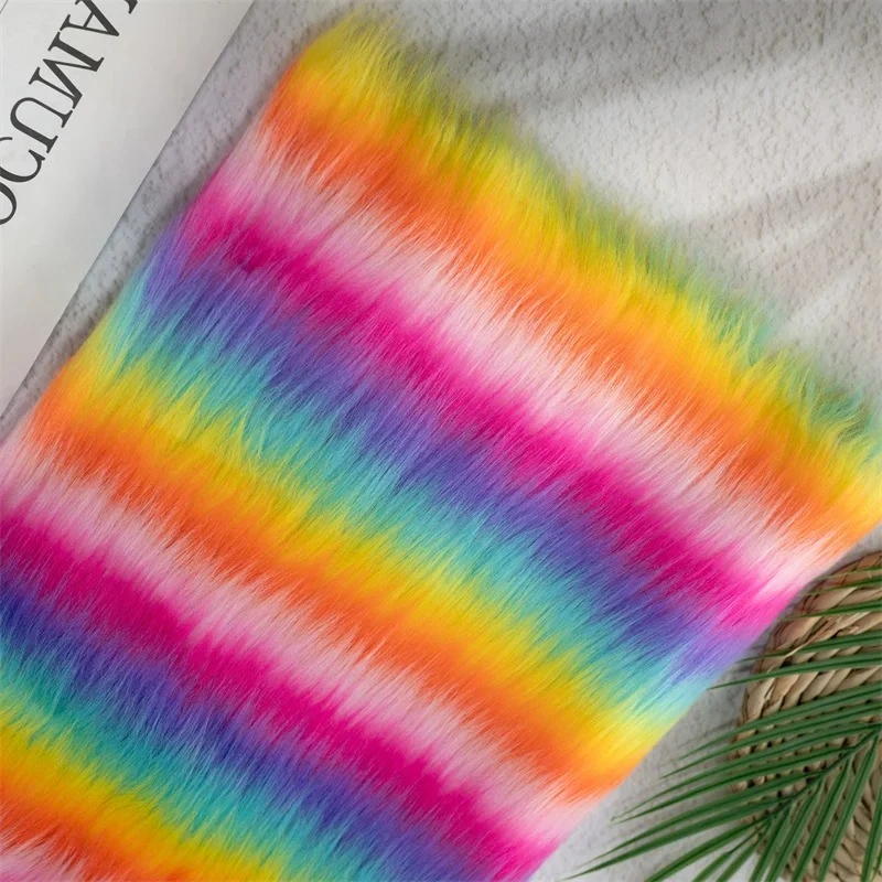 قوس قزح تقليد الثعلب أفخم النسيج للملابس الفراء طوق اليدوية DIY وشاح الديكور السجاد اكسسوارات حصيرة الخياطة القماش