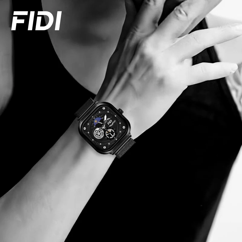 FIDI Watches for Square Men Cool Dress Watch Luminous Design Big Face Fashion Quartz Watch Casual Wrist Watch Unique Gifts FD108