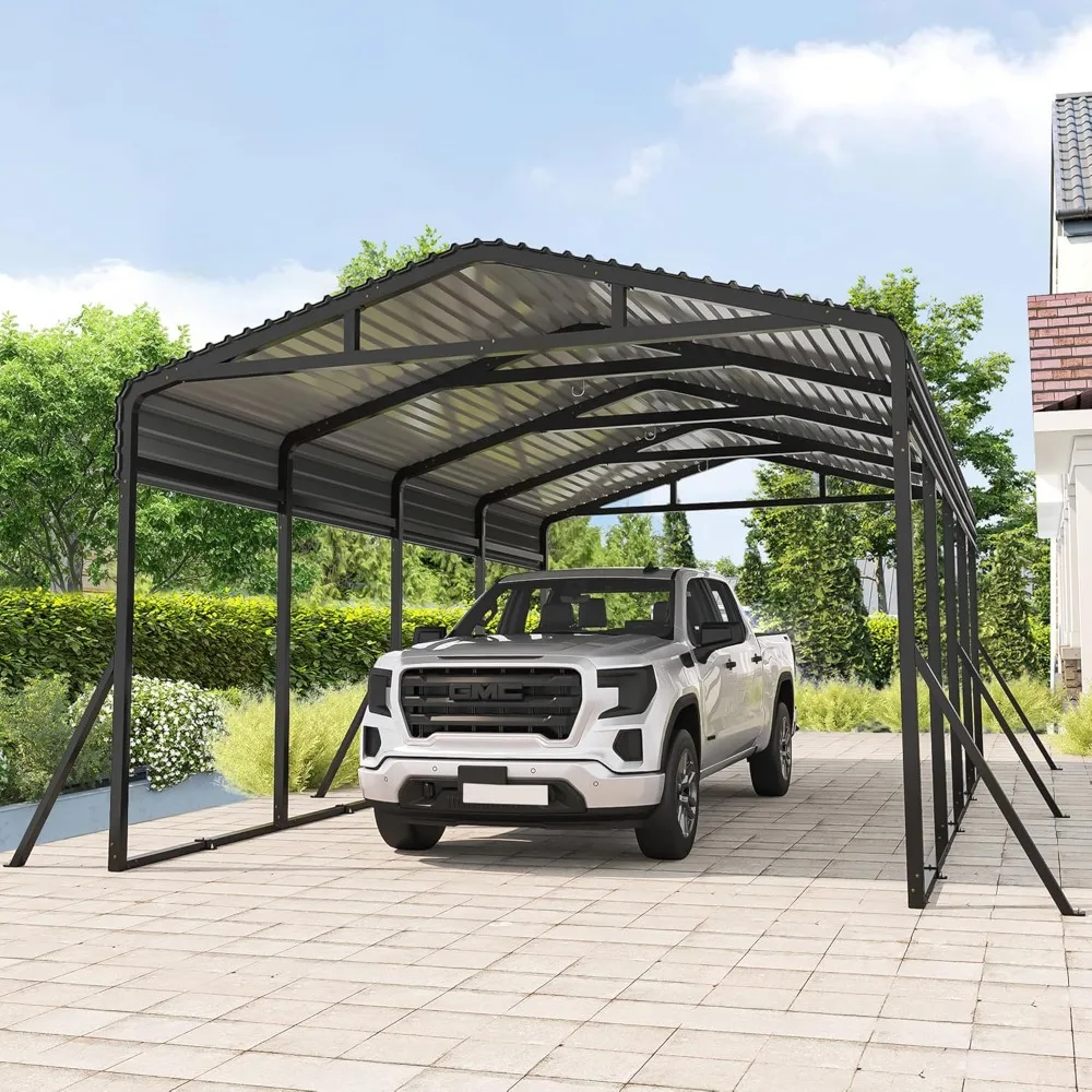 

Carport Canopy 12’X20’ Heavy Duty Car Port Galvanized Steel Roof, Reinforced Stable Triangle Frame for Snowy Windy Metal Carport