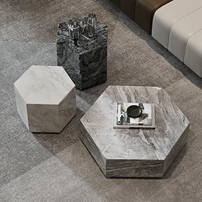 

Modern Art-Style Bed and Sofa Side Table Stone Marble Small Side Table For Living Room Furniture