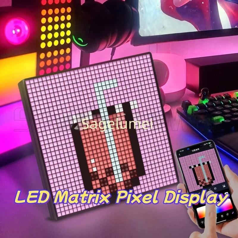 

Новый пиксельный дисплей, настольный светодиодный светильник Bluetooth, фоторамка Pixel, креативный настенный пиксельный экран, атмосферная подсветка, умный светильник