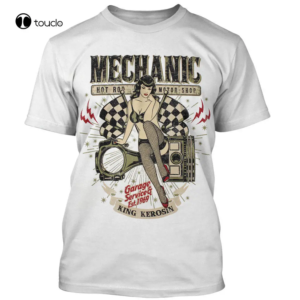 Men Tops Tees Top Brand Slim Clothing T-Shirt Mechanic Pin Up Oldschool Rockabilly Racer Vintage Bobbertee Tshirt Homme Xs-5Xl