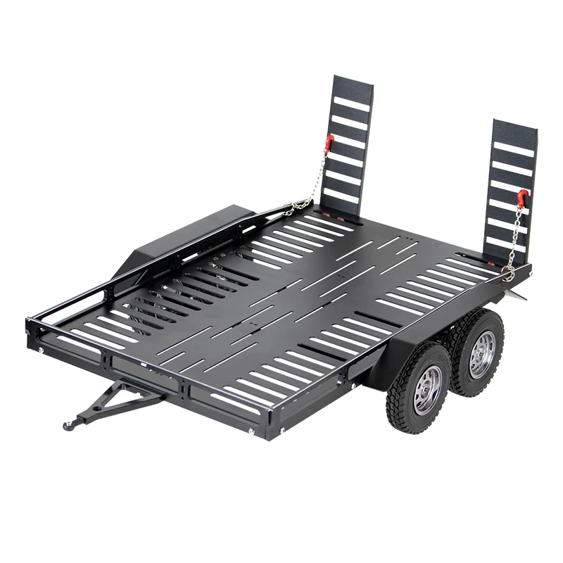 KYX aluminum alloy flat trailer DIY large trailer is suitable for 1:10 RC simulation model vehicle SCX10 TRX-4