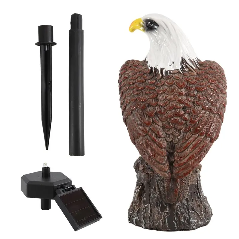THIVN-Solar Garden Light Resin Bald Eagle Figurine Dusk Dawn Solar Yard Light Animal Solar Stake Light Outdoor Decorative