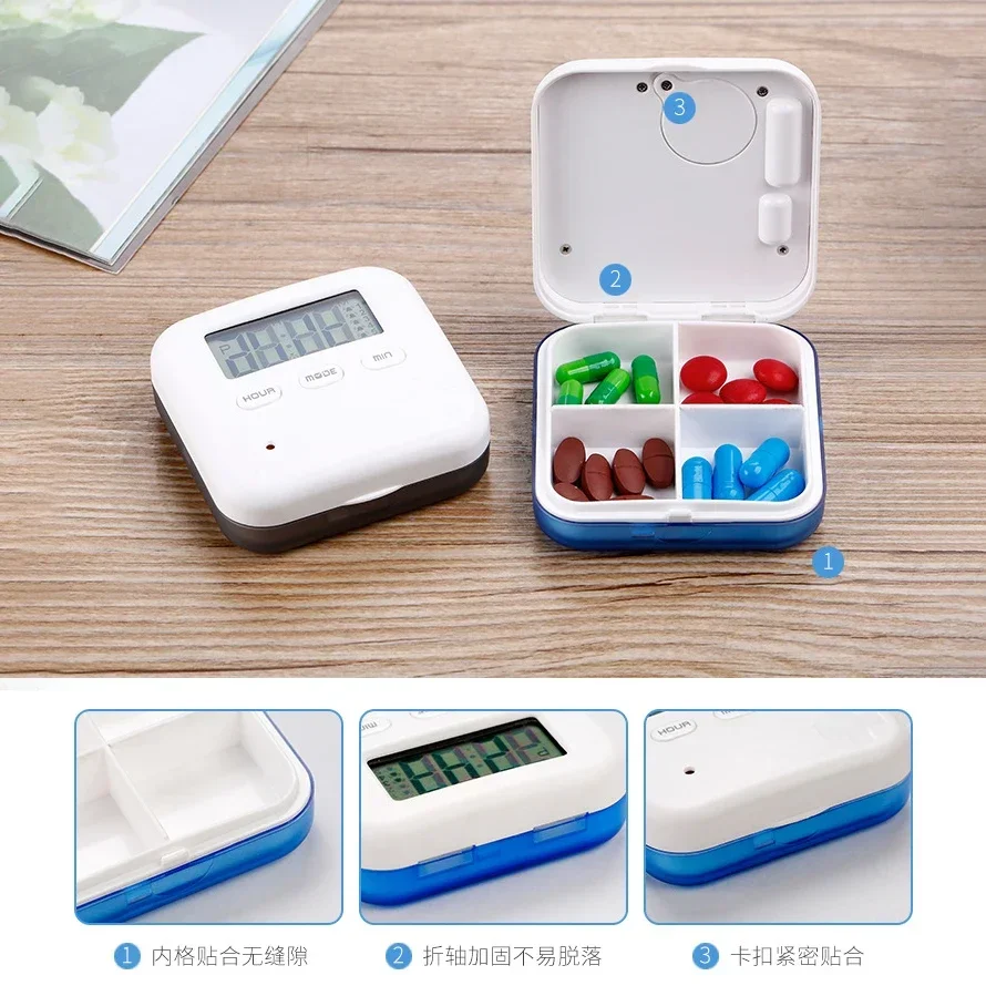 

Electronic Smart Pill Case Alarm Clock Reminder Medicine Storage Boxes Tablet with Timer Secret Box Portable Drugs Accessories