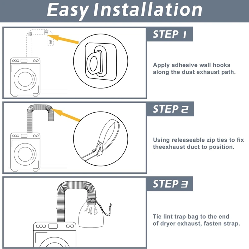 3Pack Dryer Vent Lint Bags, Lint Traps For Indoor Outdoor Dryer Vents, Lint Dust Bag Capturing Lint And Dust