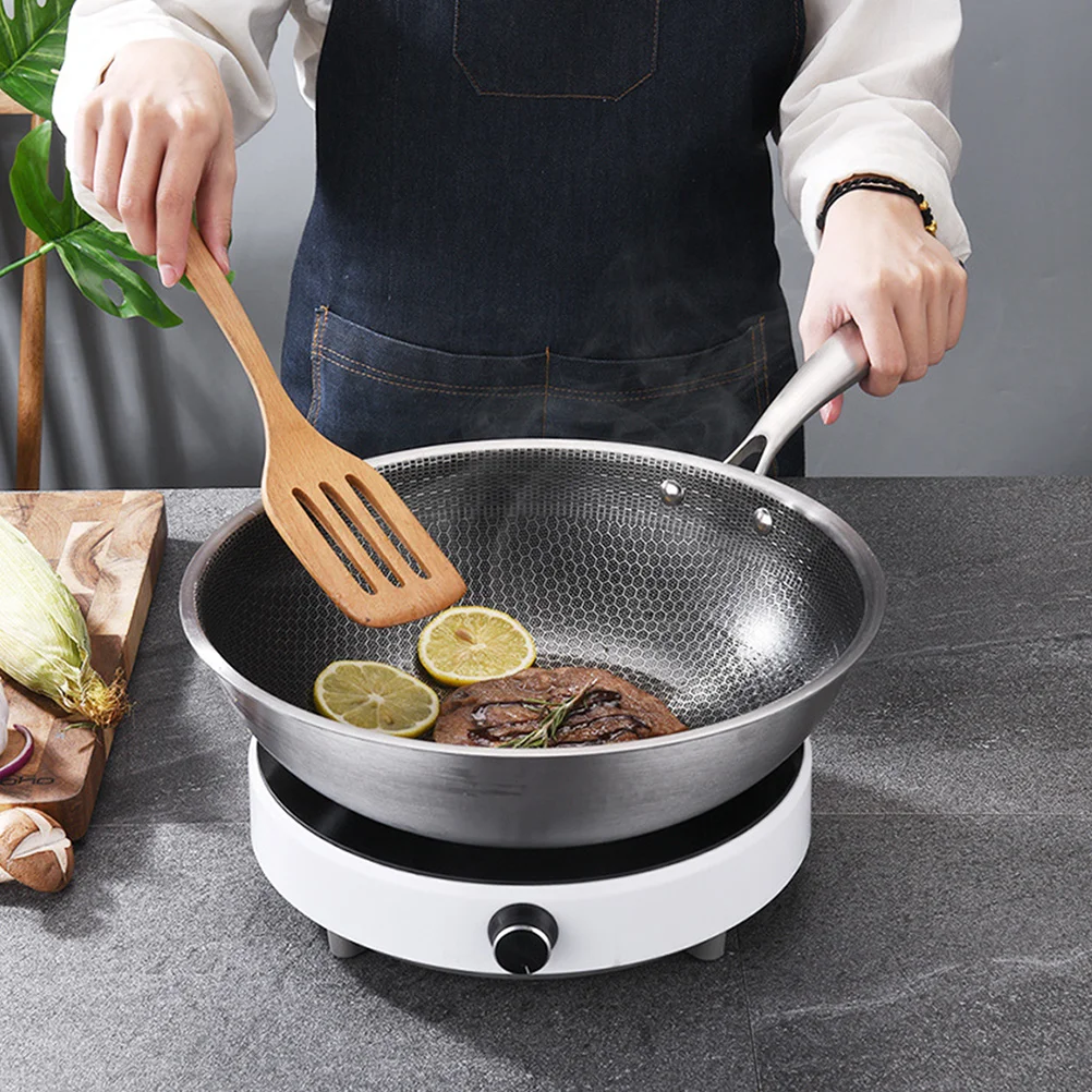 

Stainless Steel Wok Gas Stove Frying Pan Kitchen Cookware Hot Pot Fire Accessories Home for Stoves Utensil Practical Electric