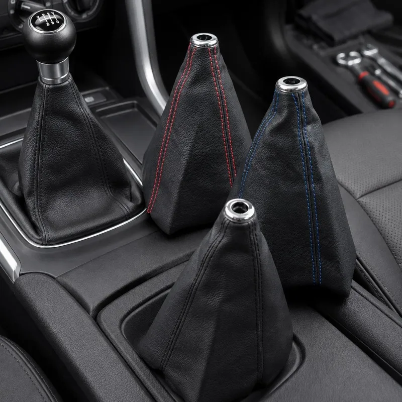 Universal PU Leather Car Gear Shift Collars Multiple Styles Auto Manual Stick Shifter Knob Boot Cover Gaiter Accessories